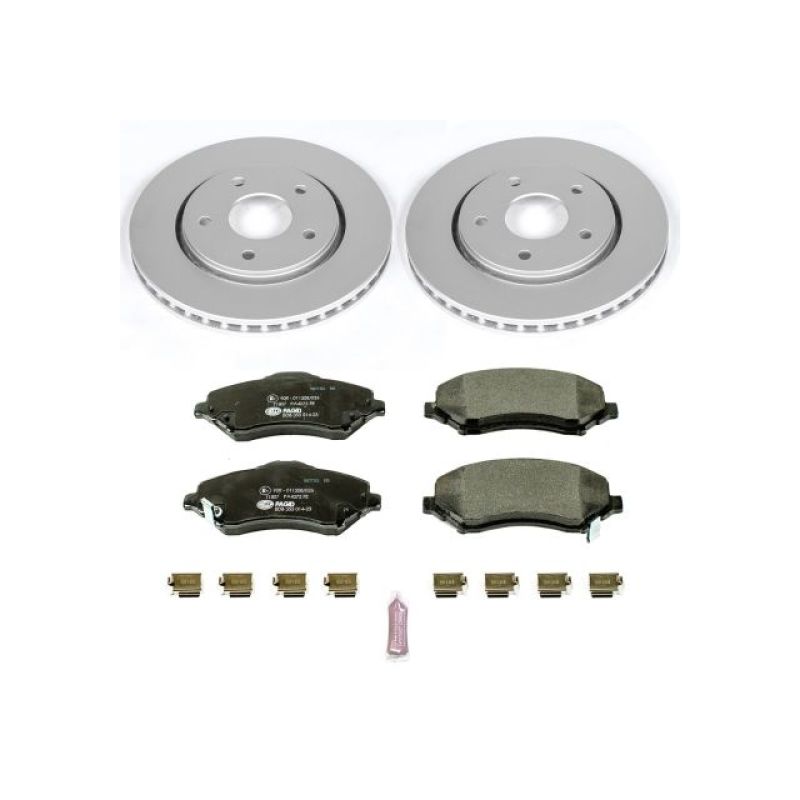 Chrysler Town & Country Brake Kit - Front - PowerStop - Genuine Geomet Coated Rotors + ECE-R90 Certified Pads - `08-`16