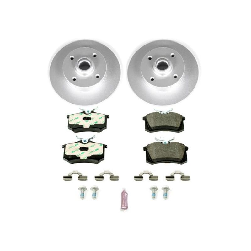 Volkswagen Cabrio Brake Kit - Rear - PowerStop - Genuine Geomet Coated Rotors + ECE-R90 Certified Pads - `99-`02