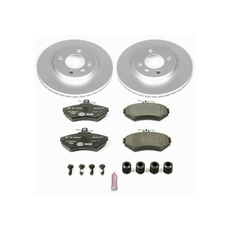 Volkswagen Cabrio Brake Kit - Front - PowerStop - EURO-STOP Kit: Genuine GEOMET Coated Rotors + ECE-R90 Certified Pads - `95-`02