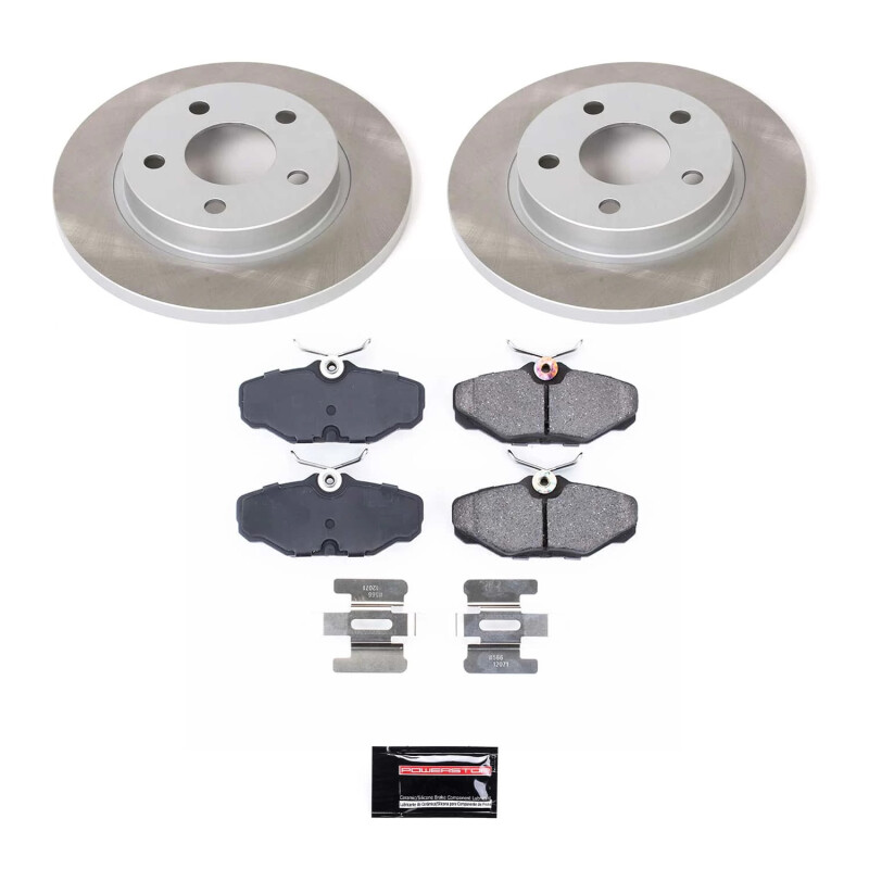 Volvo S60 Brake Kit - Front + Rear - PowerStop - High-Carbon Coated Rotors, ECE-R90 Brake Pads + Hardware Kit - `04-`07