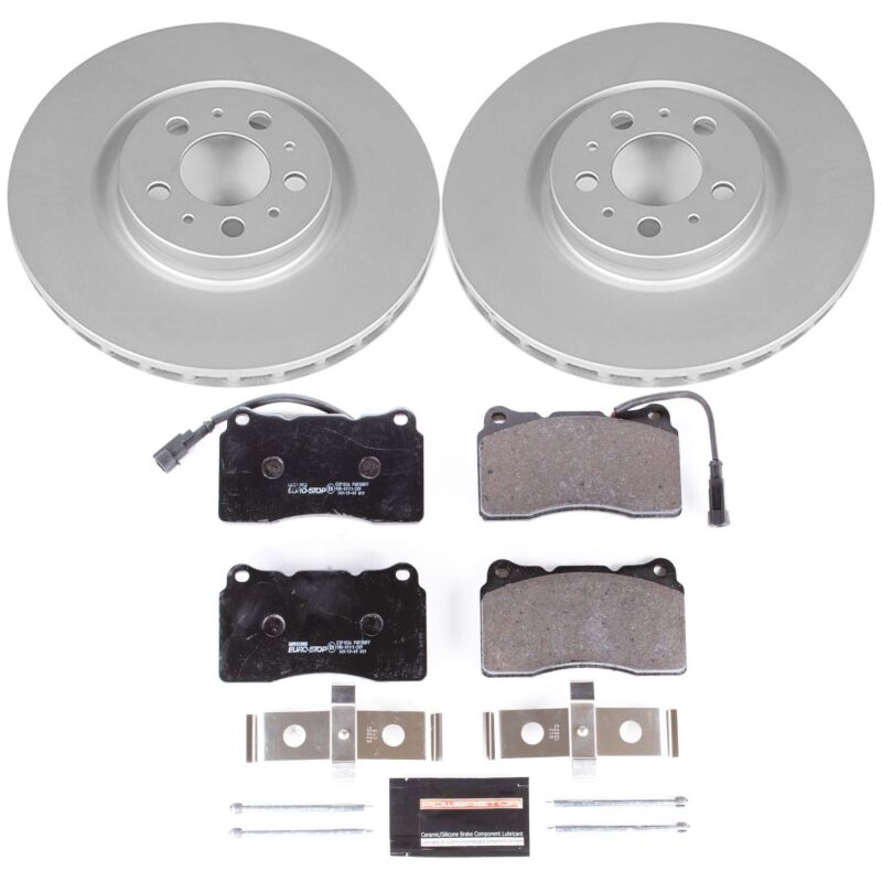 Volvo S60 Brake Kit - Front - PowerStop - Genuine Geomet Fully Coated Rotors + ECE-R90 Certified Pads - `04-`07
