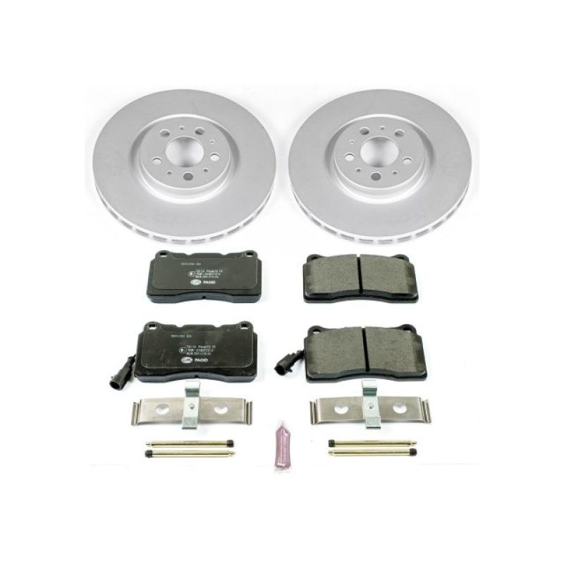 Volvo S60 Brake Kit - Front - PowerStop - Genuine Geomet Fully Coated Rotors + ECE-R90 Certified Pads - `04-`07