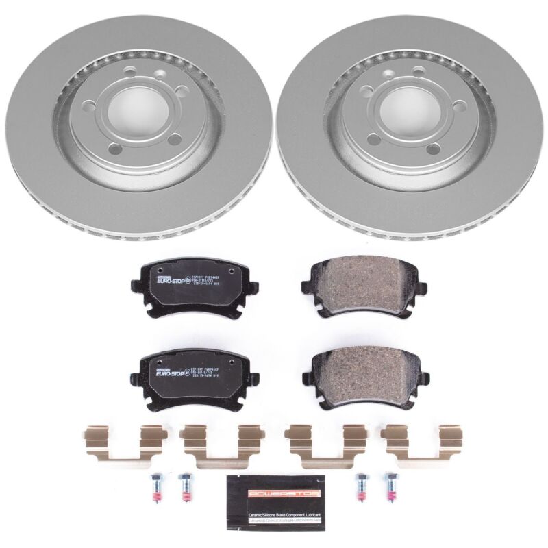 Audi S4 Brake Kit - Rear - PowerStop - Genuine Geomet Coated Rotors + ECE-R90 Certified Pads - `04-`09