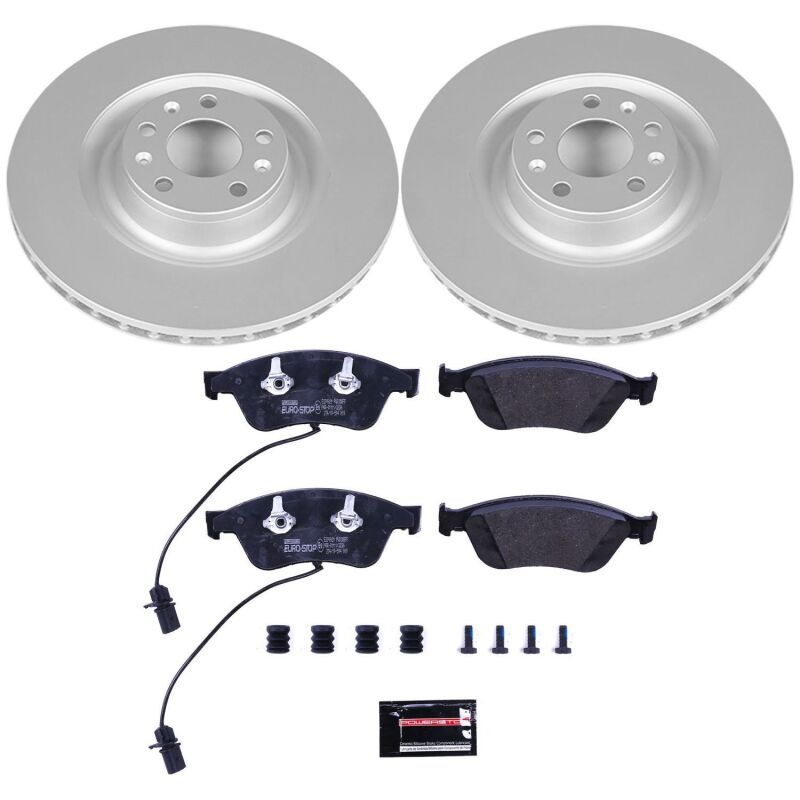 Audi A6 Quattro Brake Kit - Front - PowerStop - Genuine Geomet Coated Rotors + ECE-R90 Brake Pads - `09-`11