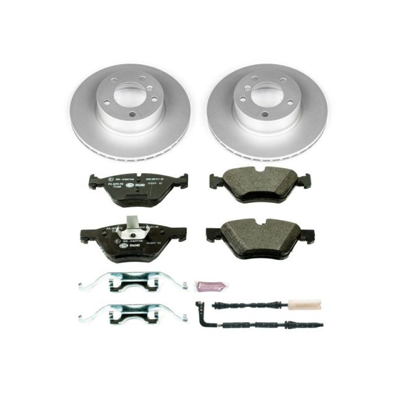 BMW 3 Series Brake Kit - Front - PowerStop - Genuine Geomet Fully Coated Rotors + ECE-R90 Certified Pads w/ Hardware - 2007