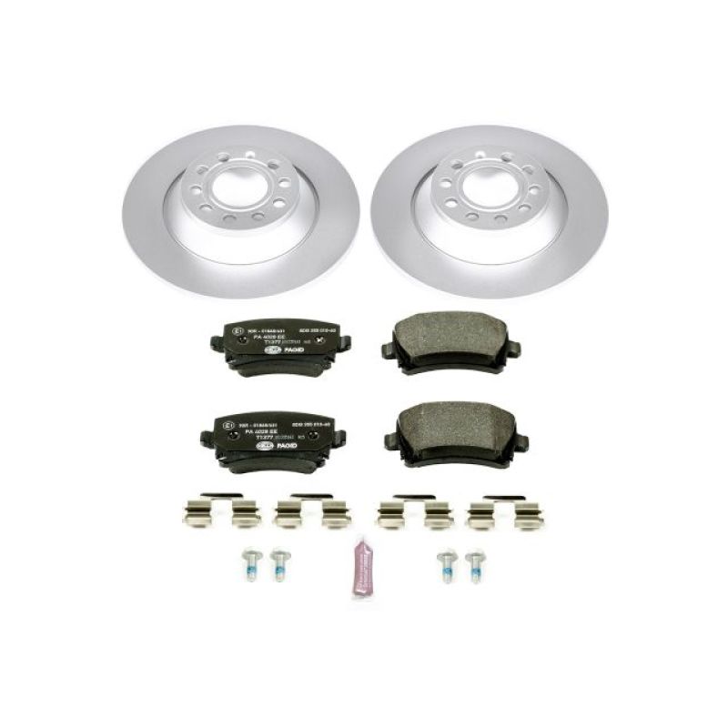 Audi A6 Brake Kit - Rear - PowerStop - Genuine Geomet Coated Rotors + ECE-R90 Certified Pads - `05-`11