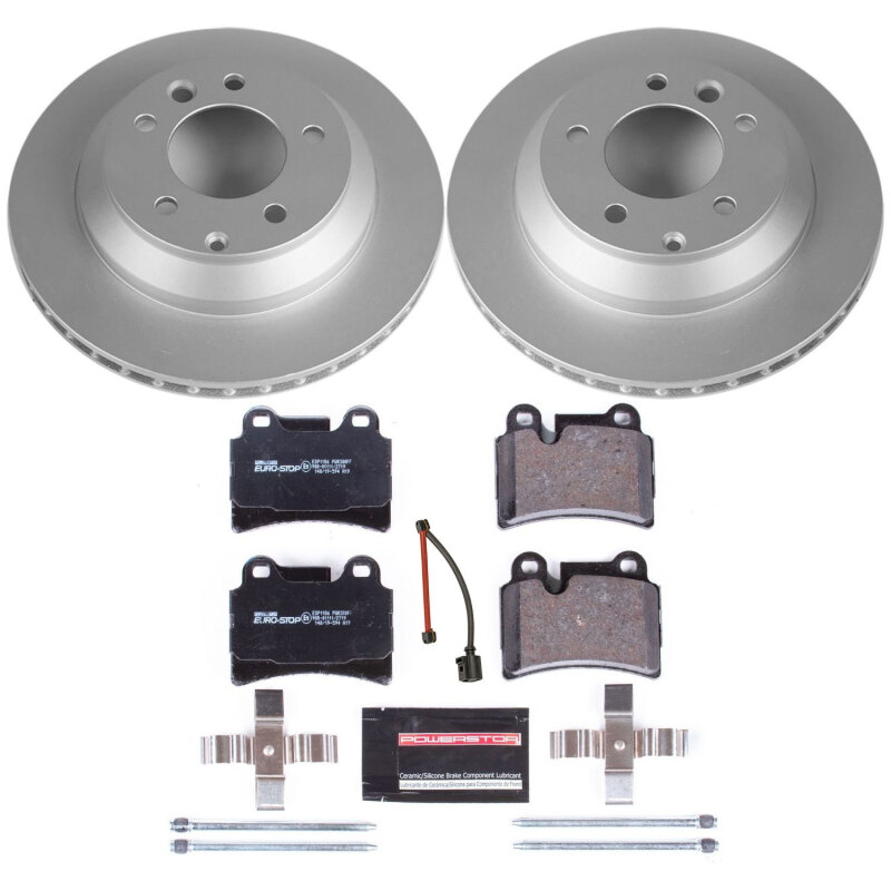 Volkswagen Touareg Brake Kit - Rear - PowerStop - Euro-Stop with Genuine Geomet Coated Rotors and ECE-R90 Certified Pads - 2006