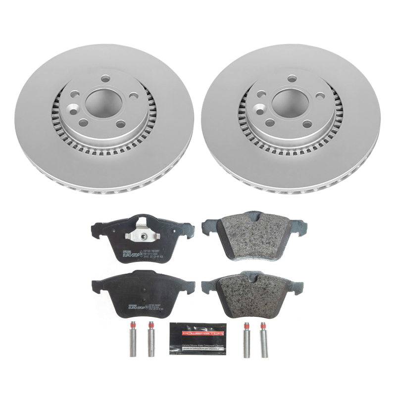 Volvo S60 Brake Kit - Front - PowerStop - Genuine Geomet Coated Rotors + ECE-R90 Certified Pads - `15-`18