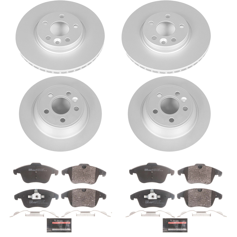 Volvo S60 Brake Kit - Front - PowerStop - Genuine Geomet Coated Rotors + ECE-R90 Brake Pads - `15-`18