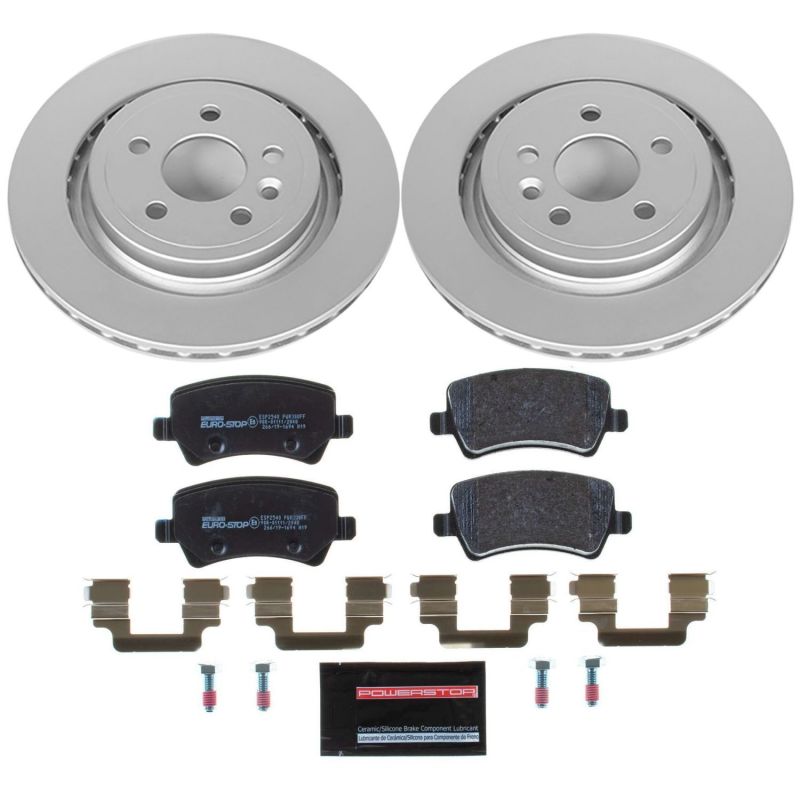 Volvo S60 Brake Kit - Rear - PowerStop - Genuine Geomet Coated Rotors + ECE-R90 Certified Pads - `11-`18