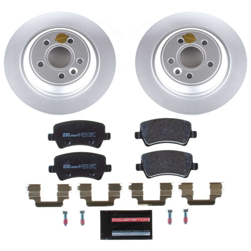 Volvo S60 Brake Kit - Rear - PowerStop - Geomet Coated Rotors + ECE-R90 Pads - `11-`18