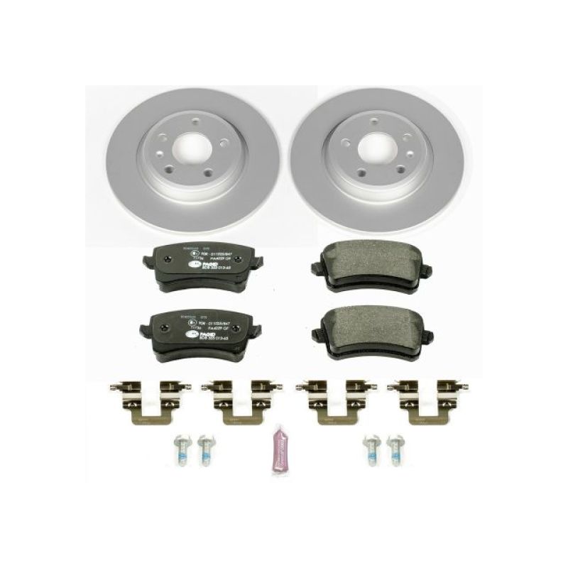Audi A4 Brake Kit - Rear - PowerStop - Genuine GEOMET Coated Rotors + ECE-R90 Certified Pads - `09-`16 Audi A4 Brake Kit - Rear - PowerStop - Genuine GEOMET Coated Rotors + ECE-R90 Certified Pads - `09-`16