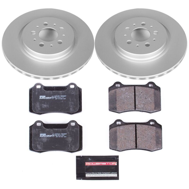 Volvo S60 Brake Kit - Rear - PowerStop - Genuine Geomet Coated Rotors + ECE-R90 Brake Pads - `04-`07