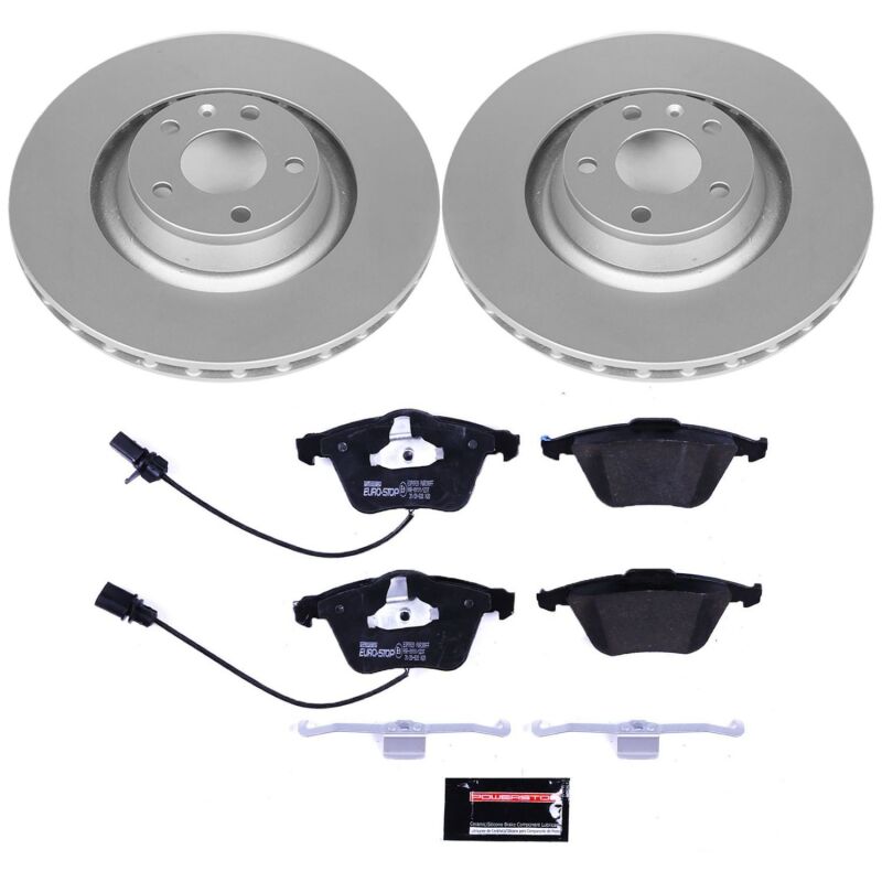 Audi A6 Quattro Brake Kit - Front - PowerStop - Genuine Geomet Coated Rotors + ECE-R90 Certified Pads - `05-`11