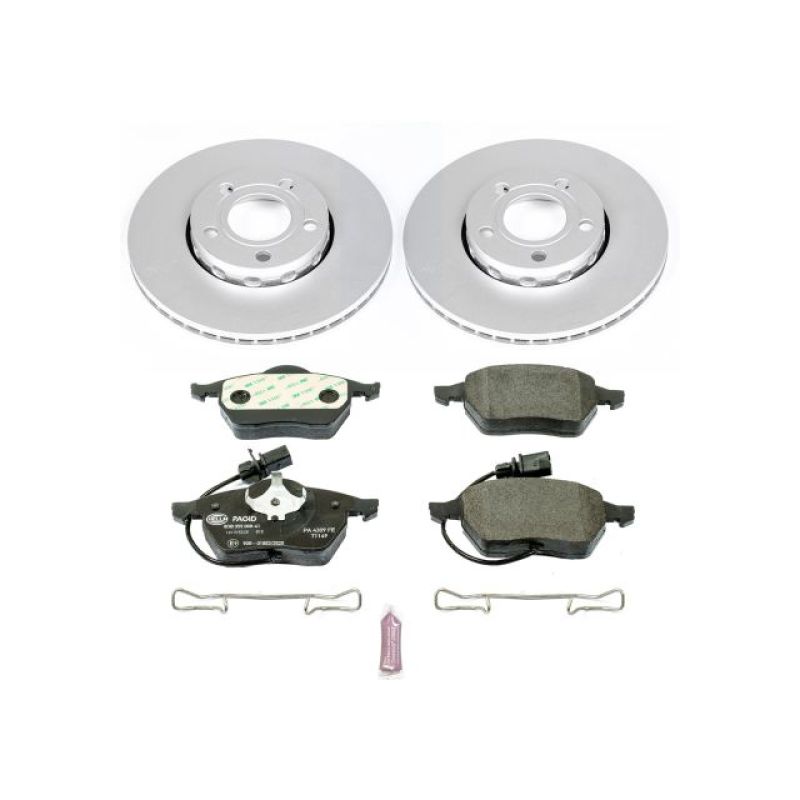 Audi A4 Brake Kit - Front - PowerStop - Genuine Geomet Coated Rotors + ECE-R90 Certified Pads - `99-`04 Audi A4 Brake Kit - Front - PowerStop - Genuine Geomet Coated Rotors + ECE-R90 Certified Pads - `99-`04