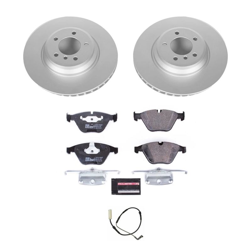 BMW 335i Brake Kit - Front - PowerStop - Genuine Geomet Coated Rotors + ECE-R90 Certified Pads - `07-`10