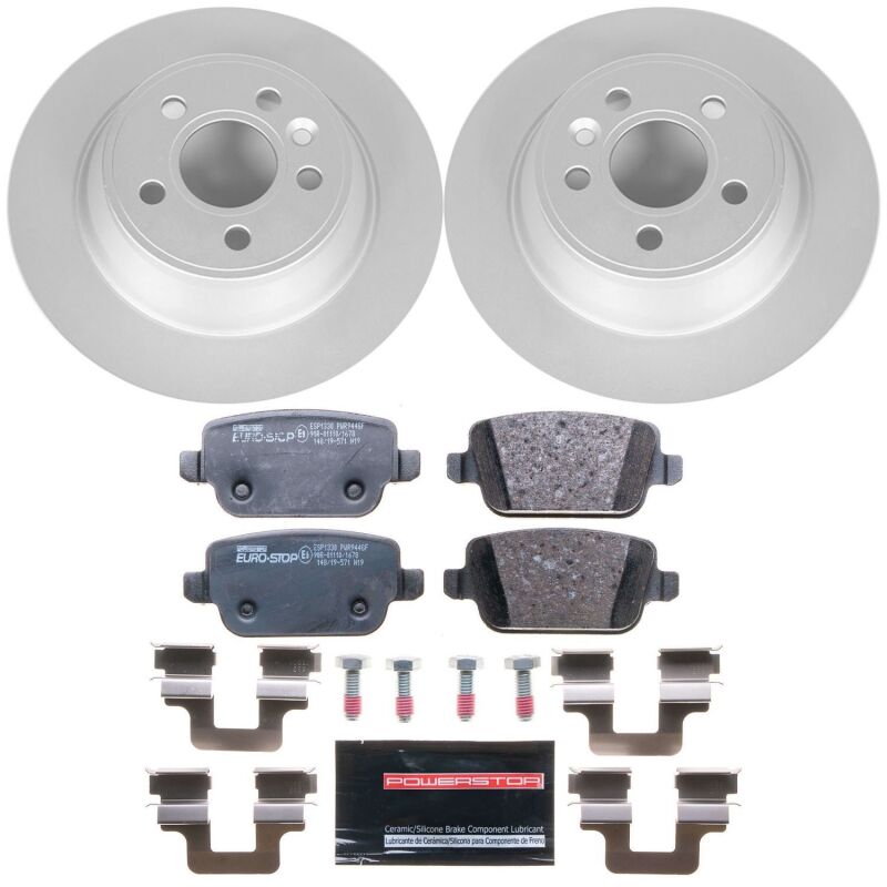 Volvo S80 Brake Kit - Rear - PowerStop - Euro-Stop, Genuine Geomet Rotors, ECE-R90 Pads - `07-`11