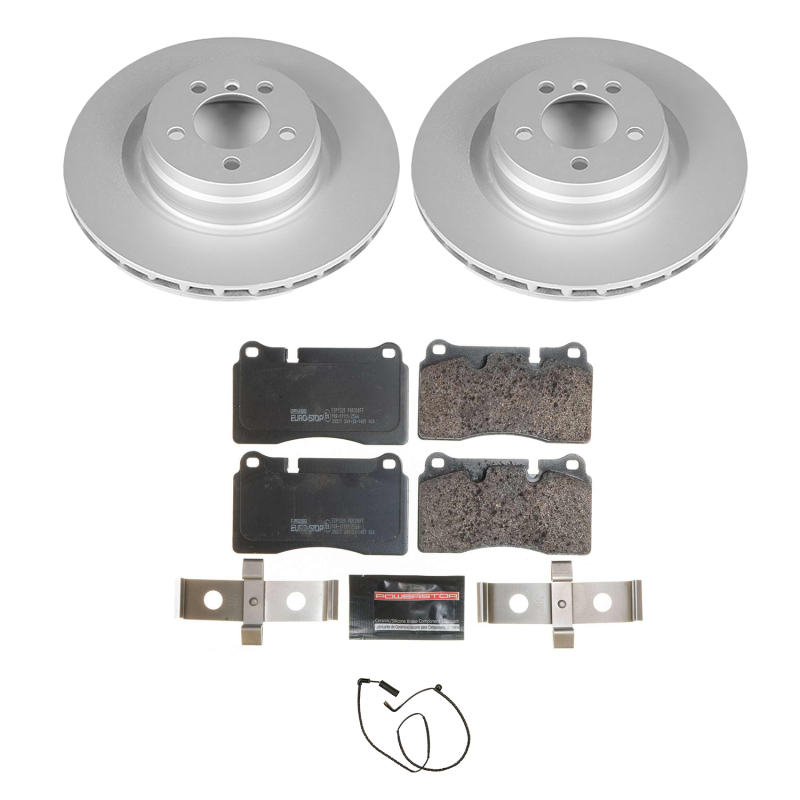 Land Rover Range Rover Brake Pads + Rotors - Front - PowerStop - Euro-Stop: GEOMET 360 Coated Rotors + ECE-R90 Pads - `06-`09 Land Rover Range Rover Brake Pads + Rotors - Front - PowerStop - Euro-Stop: GEOMET 360 Coated Rotors + ECE-R90 Pads - `06-`09