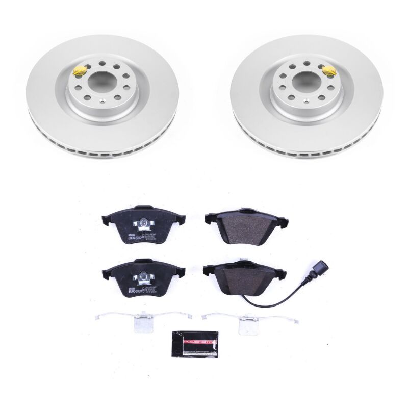 Volkswagen CC Brake Kit - Front - PowerStop - Geomet Coated Rotors + ECE-R90 Certified Pads - `09-`11