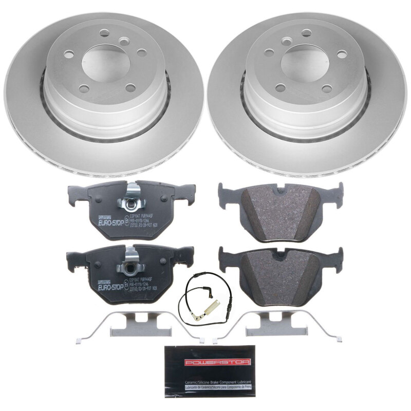 BMW 528 Brake Kit - Rear - PowerStop - Genuine Geomet Coated Rotors + ECE-R90 Certified Pads + Hardware - 2010 BMW 528 Brake Kit - Rear - PowerStop - Genuine Geomet Coated Rotors + ECE-R90 Certified Pads + Hardware - 2010