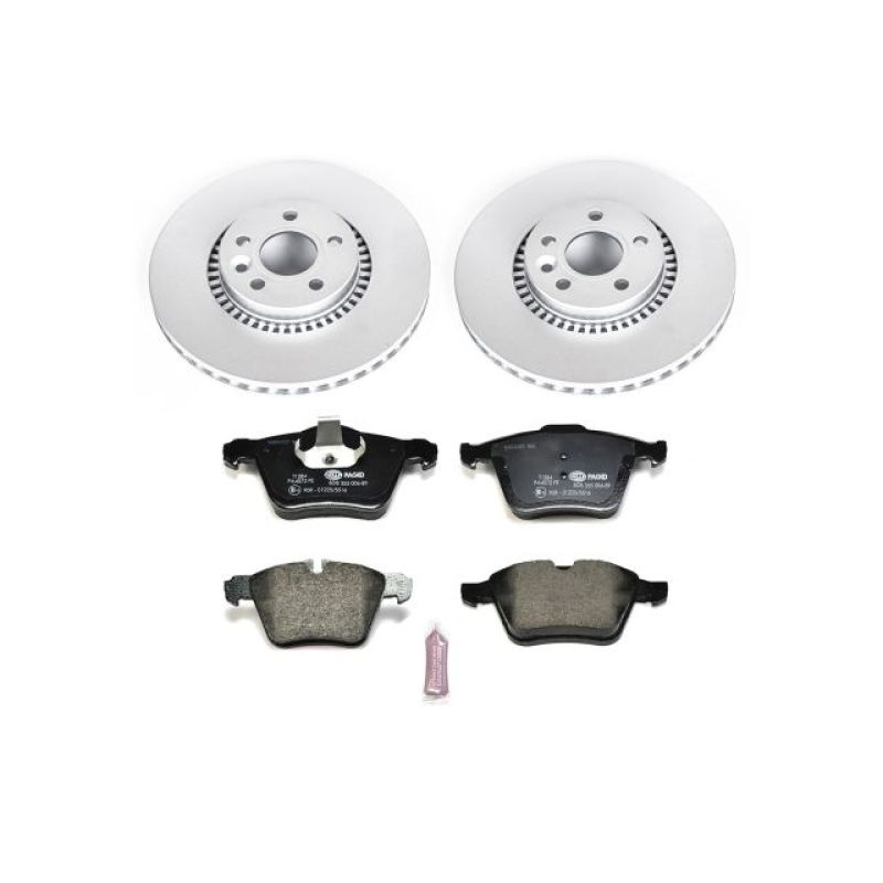 Volvo S60 Brake Kit - Front - PowerStop - Genuine Geomet Coated Rotors + ECE-R90 Certified Pads - `11-`14