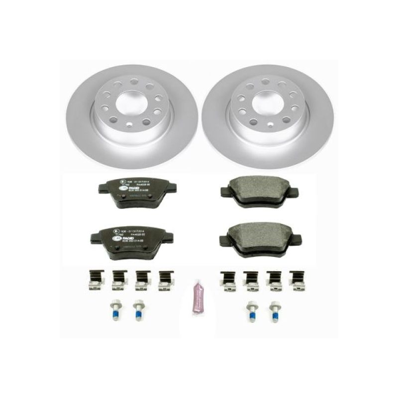 Audi A3 Brake Kit - Rear - PowerStop - Genuine Geomet Coated Rotors + ECE-R90 Certified Pads - `10-`12 Audi A3 Brake Kit - Rear - PowerStop - Genuine Geomet Coated Rotors + ECE-R90 Certified Pads - `10-`12