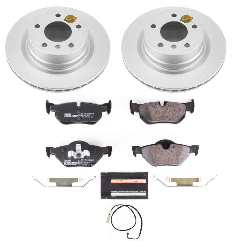 BMW 1 Series Brake Kit - Rear - PowerStop - Genuine Geomet Coated Rotors + ECE-R90 Certified Pads + Hardware - `08-`10