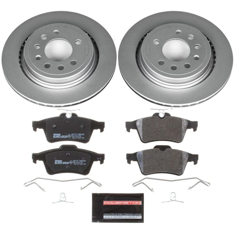 Saab 9-3 Brake Kit - Rear - PowerStop - Genuine Geomet Coated Rotors + ECE-R90 Brake Pads - `08-`11