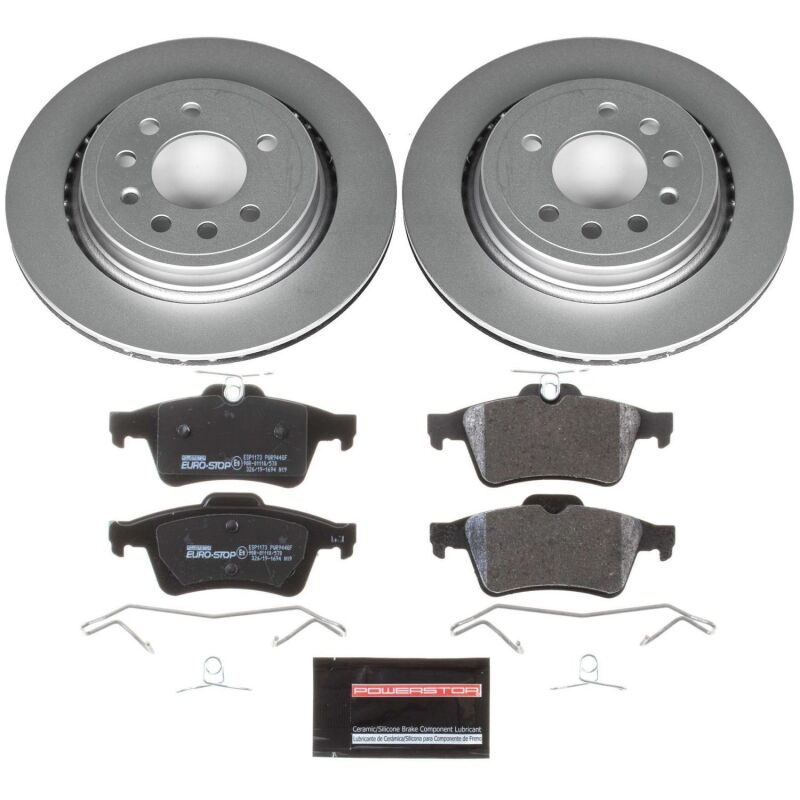 Saab 9-3 Brake Kit - Rear - PowerStop - Genuine Geomet Coated Rotors + ECE-R90 Brake Pads - `08-`11