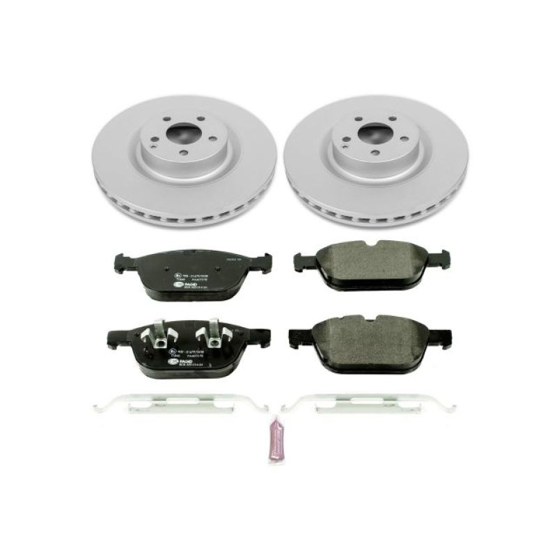 Volvo XC60 Brake Kit - Front - PowerStop - Genuine Geomet Coated Rotors + ECE-R90 Certified Pads - `10-`15