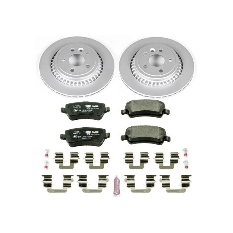 Volvo XC60 Brake Kit - Rear - PowerStop - Genuine Geomet Fully Coated Rotors + ECE-R90 Certified Pads - `10-`17