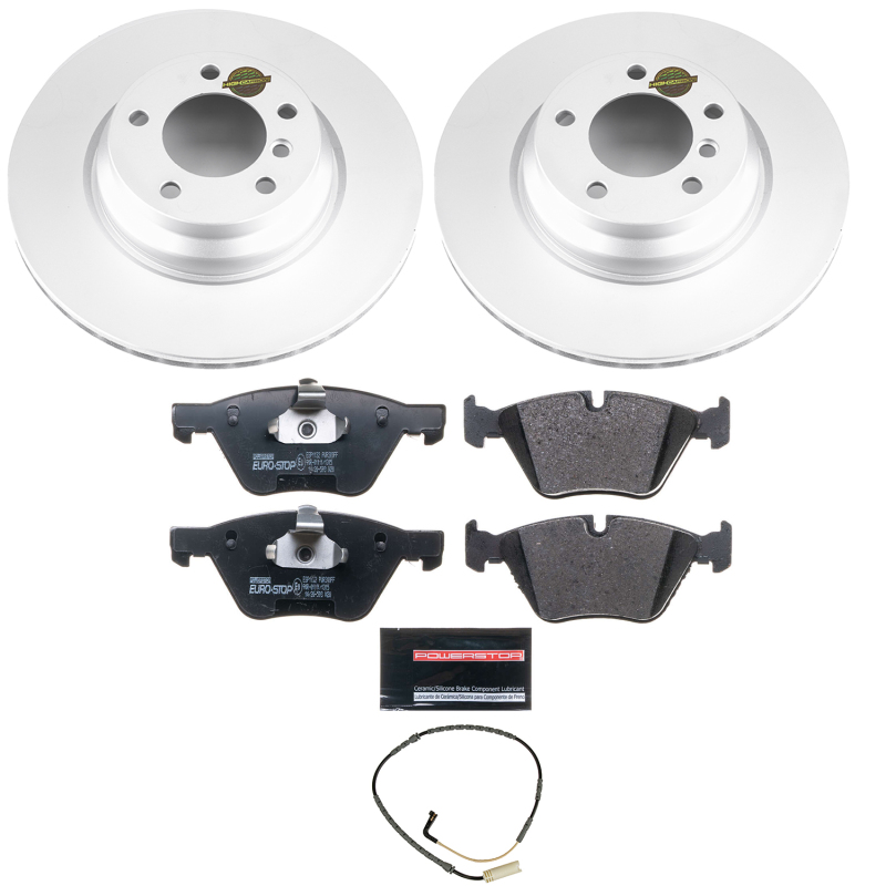 BMW 3 Series Brake Kit - Front - PowerStop - Genuine Geomet Coated Rotors + ECE-R90 Certified Pads - 2006