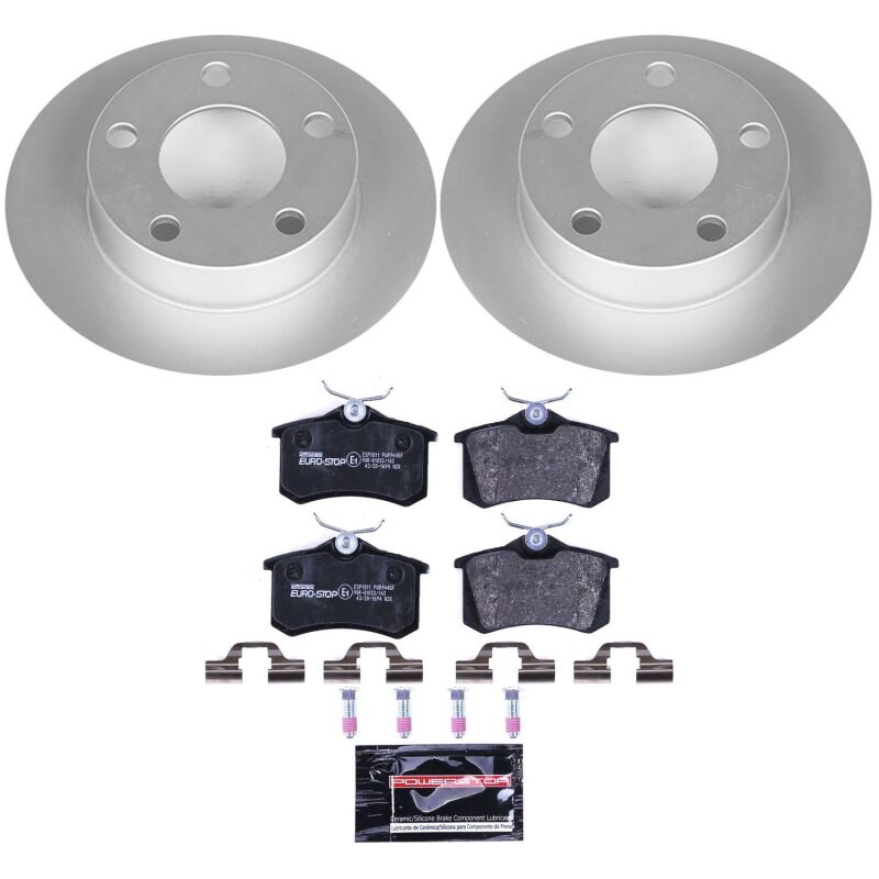 Volkswagen Passat Brake Kit - Rear - PowerStop - Genuine Geomet Coated Rotors + ECE-R90 Pads - `99-`05