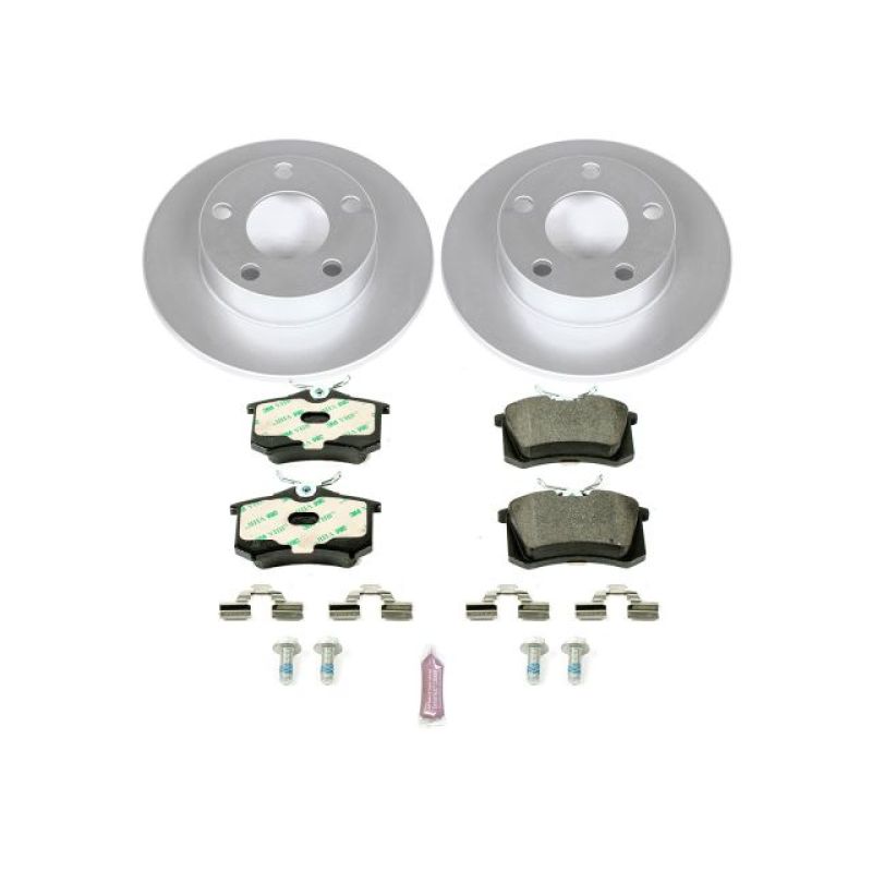 Volkswagen Passat Brake Kit - Rear - PowerStop - Genuine Geomet Coated Rotors + ECE-R90 Pads - `99-`05