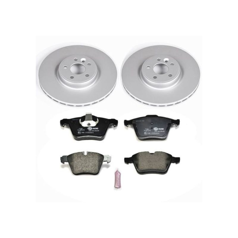 Volvo S60 Brake Kit - Front - PowerStop - Genuine Geomet Coated Rotors + ECE-R90 Certified Pads - `13-`14