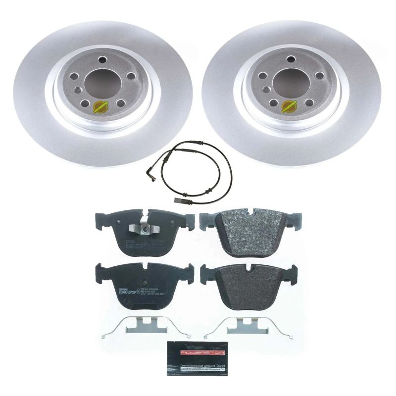 BMW 7 Series Brake Kit - Rear - PowerStop - Genuine Geomet Coated Rotors, ECE-R90 Certified Pads with Hardware - `09-`10