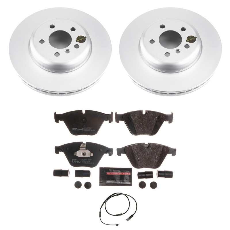 BMW 535i Brake Kit - Front - PowerStop - Genuine Geomet Coated Rotors + ECE-R90 Brake Pads + Hardware Kit - `11-`16 BMW 535i Brake Kit - Front - PowerStop - Genuine Geomet Coated Rotors + ECE-R90 Brake Pads + Hardware Kit - `11-`16