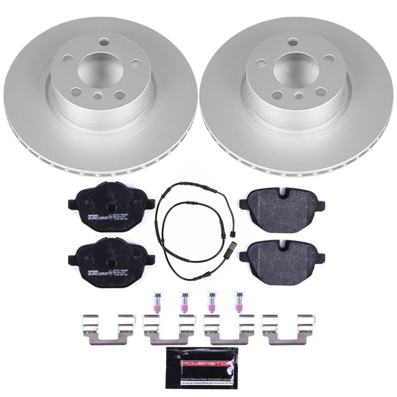 BMW X3 Brake Kit - Rear - PowerStop - Genuine Geomet Coated Rotors + ECE-R90 Certified Pads - `11-`17