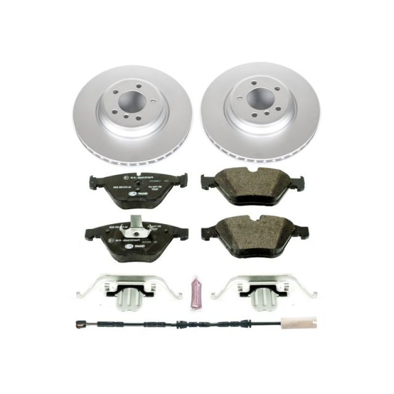 BMW 3 Series Brake Kit - Front - PowerStop - Genuine Geomet Coated Rotors + ECE-R90 Brake Pads + Hardware Kit - 2011
