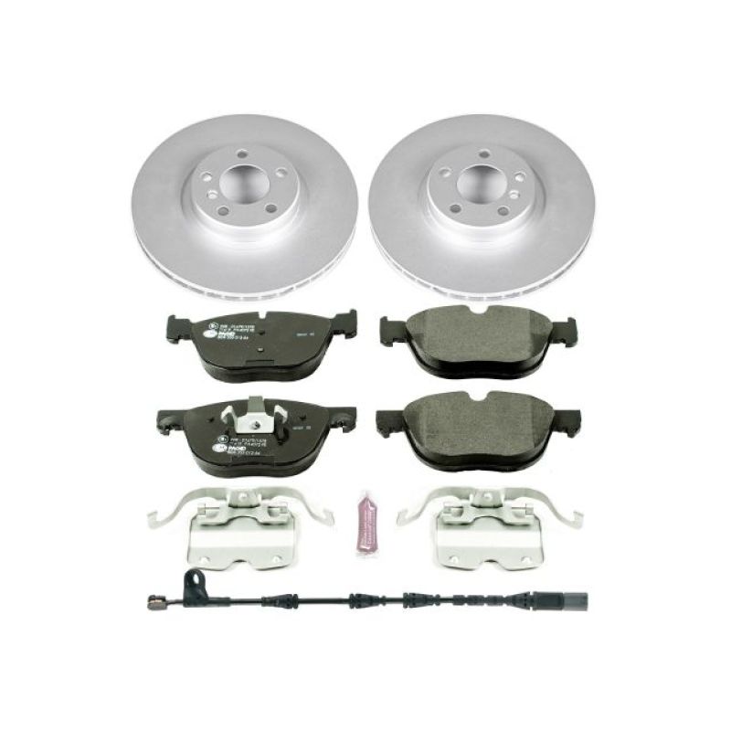 BMW X5 Brake Kit - Front - PowerStop - Genuine Geomet Coated Rotors + ECE-R90 Certified Pads + Hardware Kit - `11-`13