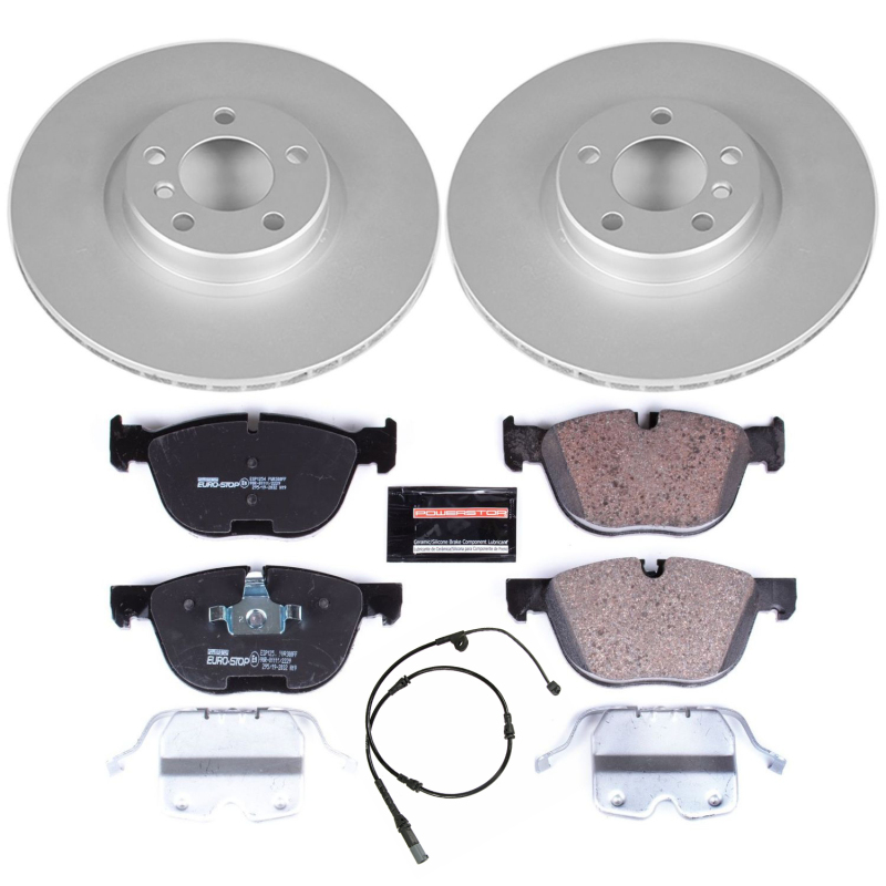 BMW X5 Brake Kit - Front - PowerStop - Genuine Geomet Coated Rotors + ECE-R90 Certified Pads + Hardware Kit - `11-`13 BMW X5 Brake Kit - Front - PowerStop - Genuine Geomet Coated Rotors + ECE-R90 Certified Pads + Hardware Kit - `11-`13