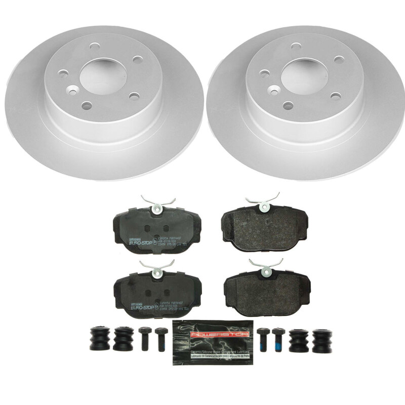 Land Rover Discovery Brake Kit - Rear - PowerStop - Genuine Geomet Coated Rotors + ECE-R90 Brake Pads - `99-`04