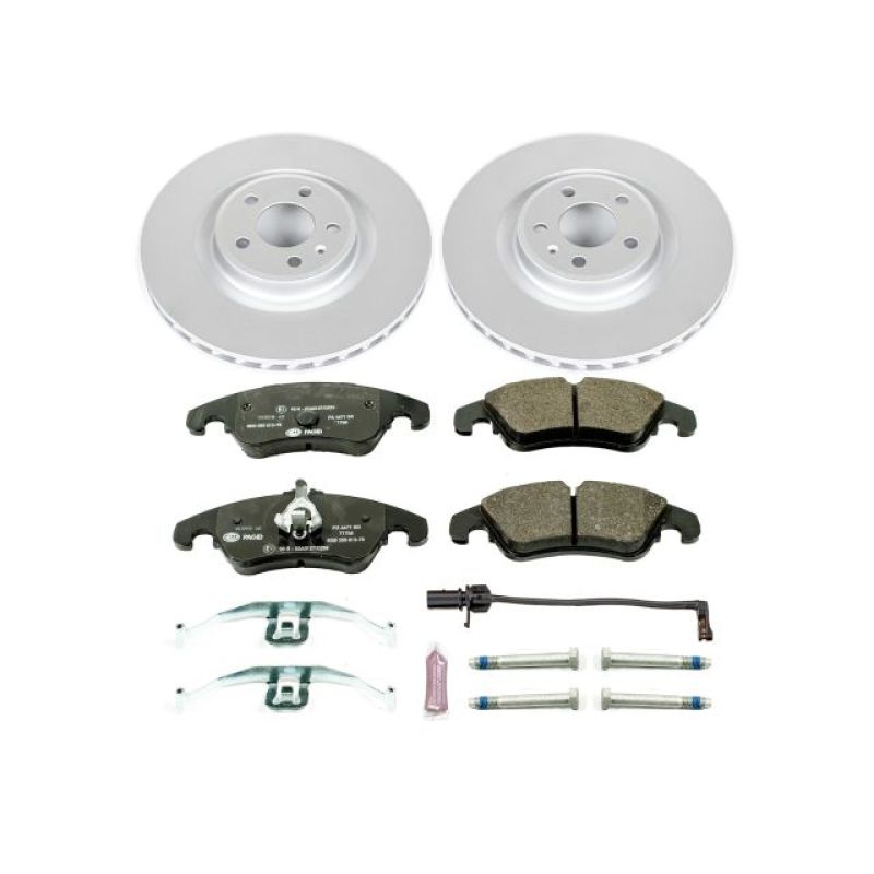 Audi S4 Brake Pads + Rotors - Front - PowerStop - Genuine Geomet Coated Rotors + ECE-R90 Certified Pads - `10-`11