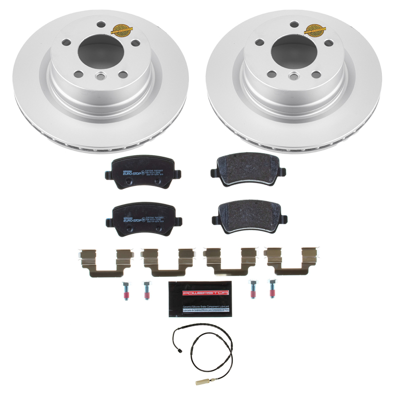 BMW 1 Series Brake Kit - Rear - PowerStop - Genuine Geomet Coated Rotors + ECE-R90 Certified Brake Pads - `10-`13