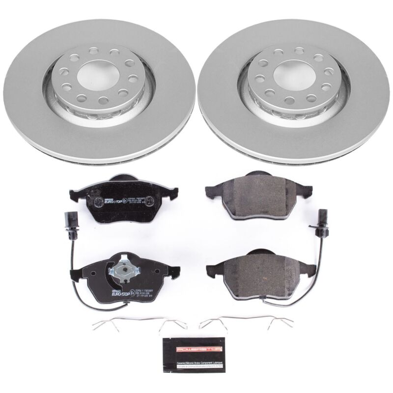 Audi A4 Brake Kit - Front - PowerStop - Genuine Geomet Coated Rotors + ECE-R90 Certified Pads - `02-`05 Audi A4 Brake Kit - Front - PowerStop - Genuine Geomet Coated Rotors + ECE-R90 Certified Pads - `02-`05
