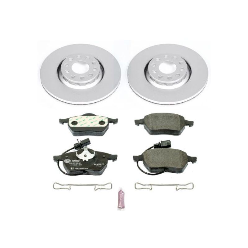 Audi A4 Brake Kit - Front - PowerStop - Genuine Geomet Coated Rotors + ECE-R90 Certified Pads - `02-`05
