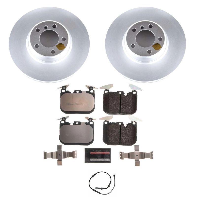 BMW ActiveHybrid 3 Brake Kit - Front - PowerStop - Genuine Geomet Coated Rotors + ECE-R90 Brake Pads - `13-`15