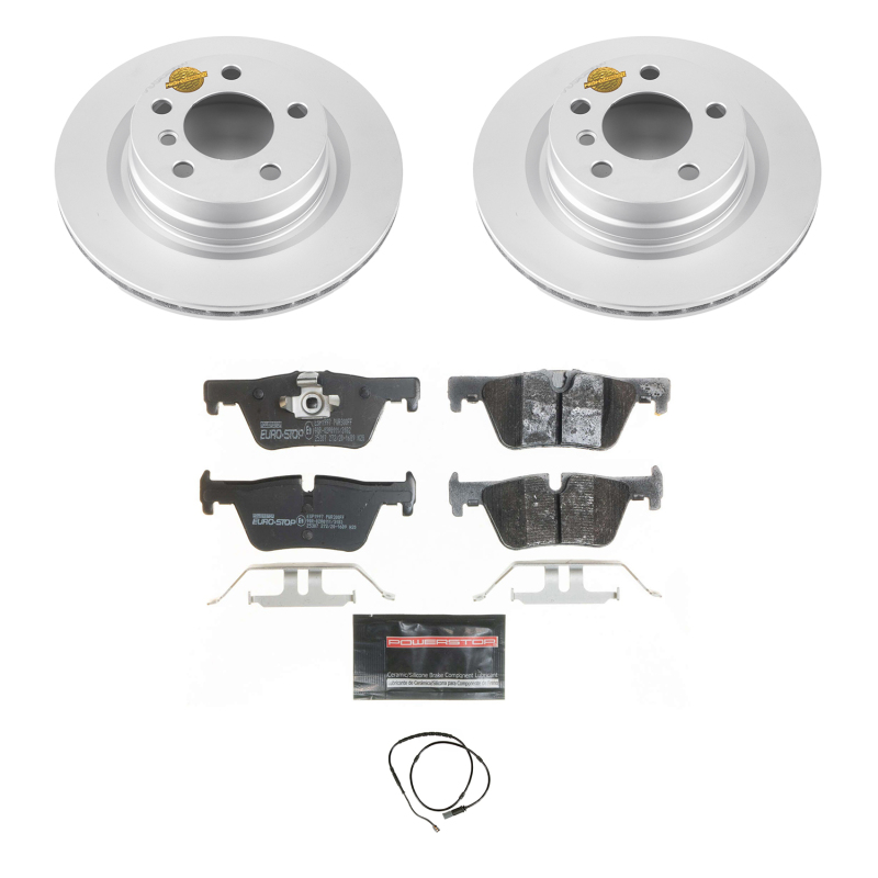BMW 4 Series Brake Kit - Rear - PowerStop - Genuine Geomet Coated Rotors + ECE-R90 Certified Pads with Hardware - `14-`15 BMW 4 Series Brake Kit - Rear - PowerStop - Genuine Geomet Coated Rotors + ECE-R90 Certified Pads with Hardware - `14-`15