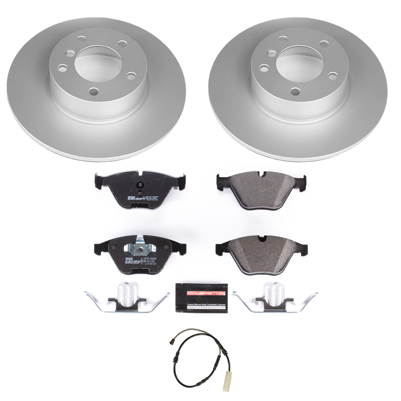BMW X1 Brake Kit - Front - PowerStop - Genuine Geomet Coated Rotors + ECE-R90 Certified Pads + Hardware Kit - `13-`15 BMW X1 Brake Kit - Front - PowerStop - Genuine Geomet Coated Rotors + ECE-R90 Certified Pads + Hardware Kit - `13-`15