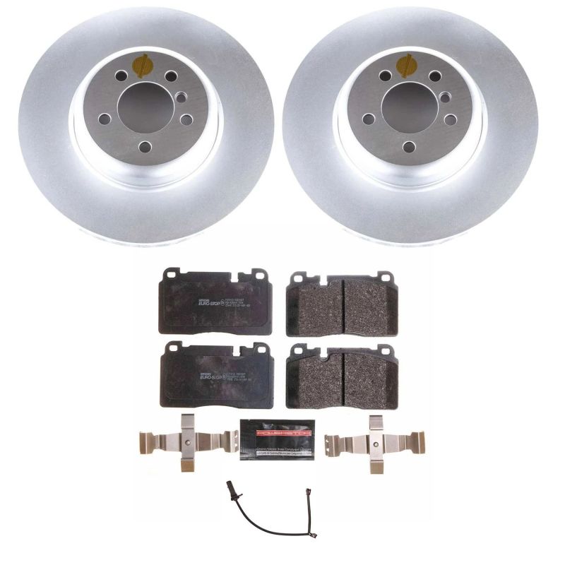 Audi Q5 Brake Kit - Front - PowerStop - Genuine Geomet Coated Rotors + ECE-R90 Certified Pads + Hardware - 2013